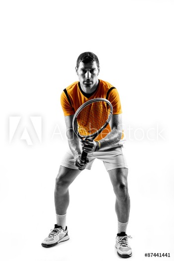 Picture of Man tennis player on white background 